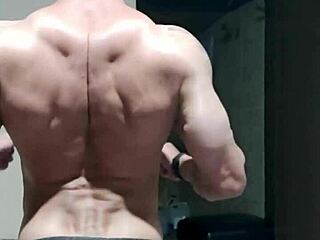 Watch this strong muscular brazilian bodybuilder flex and fuck homemade