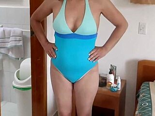 on the beach i secretly record my stepmom slipping into her bikini daily, her curves teasing every time