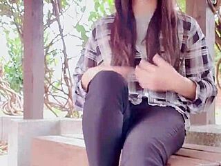 hey tingt ing 😈 midday sissy crossdresser pees outdoors in stockings wild! 🔥💦