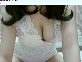 bold asian amateur unleashes her huge tits for intense solo play