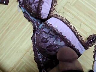 Cumshot Hits Step Sister's Pink Leopard Bra