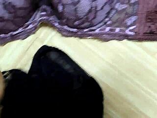 Cumshot Hits Step Sister's Pink Leopard Bra