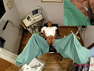 ebony college nurse nikki stars spreads for gyno speculum exam on hidden cam