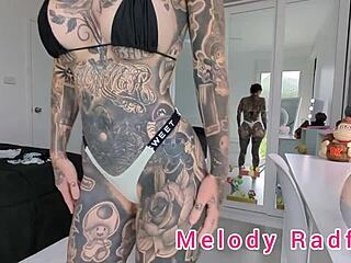 Sexy milf's tattooed petite ass in g-string bikini thong haul