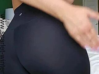 Superhot teacher Scarlet teases with lingerie strip to horny orgasm reveal