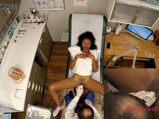 ebony college nurse nikki stars spreads for gyno speculum exam on hidden cam