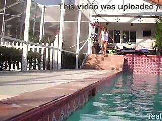 hey vicky vette's huge tits and ass licked at pool orgy
