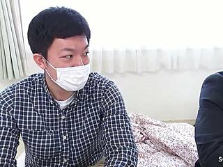 Japanese stepdad surprises virgin stepson escort creampie!