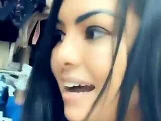 Queen Bee Brunette Wife in Sexy Lingerie Records Tanned Anal Creampie with Big Cock