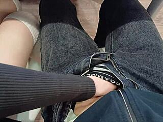 Jerked Off Classmate's Cock During Lecture Desk Handjob College Quickie