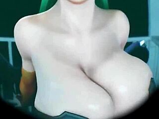 Big Breast Loba Rubs Bald Pussy While Morrigan Shakes Tits in Stepsis Fingering