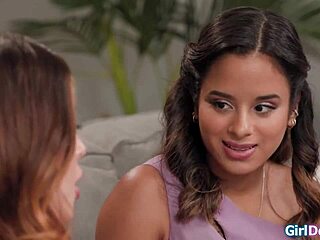 Petite teen scissorfucks busty latina stepmom to explosive orgasm