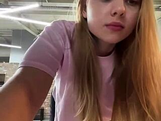 heart pounding as wet teen pussy gets fingered and fucked hard in public gym webcam show