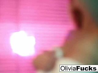 super sexy OLIVIA AUSTIN teases her big tits and milf ass while bathing nude in steamy SHOWER