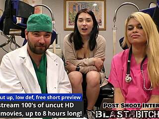 Mina Moon's shaved pussy spread wide takes huge cum blast in backstage domination scene