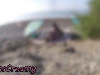 WOW! Exhibitionist Wife Sucks Big Cock Handjob Cum Beach Blowout!