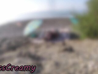 WOW! Exhibitionist Wife Sucks Big Cock Handjob Cum Beach Blowout!