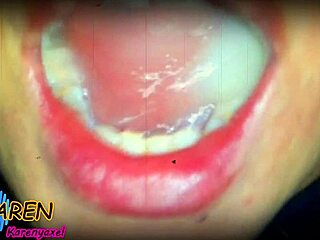 karen swirls huge jizz load on tongue in slow motion