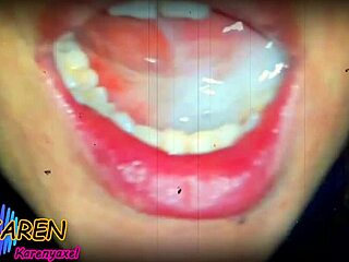 karen swirls huge jizz load on tongue in slow motion