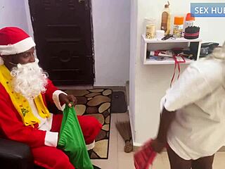 Santa Fucks Petite Ebony Wife Hardcore Bedroom Natural Tits Scream