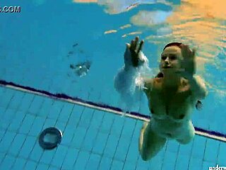Kristy Russian teen brunette babe big tits bikini underwater pool tease