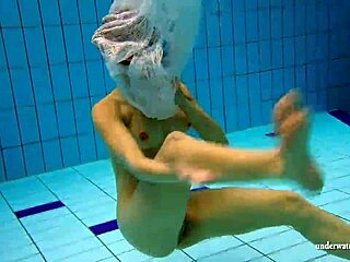 Kristy Russian teen brunette babe big tits bikini underwater pool tease