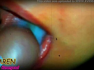 karen swirls huge jizz load on tongue in slow motion