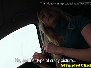 Hitchhiking Blonde Picks Up Ride And Toys With Cock In Car