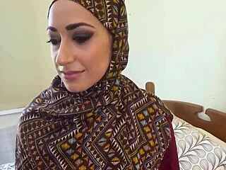 Pounded Arab babe swallows jizz after deep blowjob fuck
