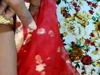 bhabhi's red saree hides boobs perfect for squeezing before anal