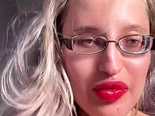 Big lips and long tongue in glossy lipstick tease your cuckold fantasies with dirty joi talk
