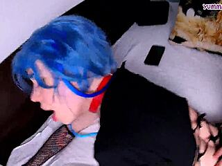 Punk girl blue hair perfect ass creampied after wet pussy doggystyle pov