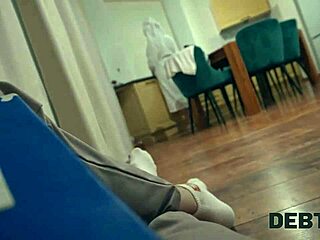 Russian whore punished with anal pussy fuck after smoking debt
