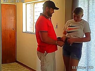 spycam catches my petite wife riding the pizza guy hard