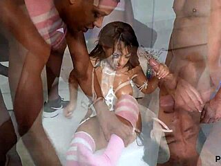 you won't believe this tiny pissed latina munequita getting spitroasted hard by monster cocks