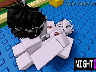 roblox girl grabs eboys big cock tits out for rough blowjob cum game