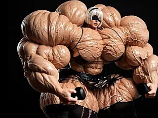 2b transforms into muscular giantess in pump factory fmg ai animation