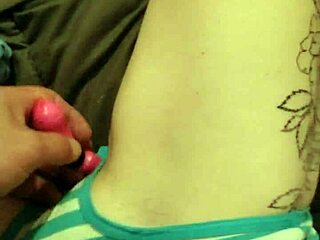 Fingering wet pussy through striped cotton panties tease