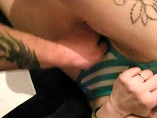 Fingering wet pussy through striped cotton panties tease