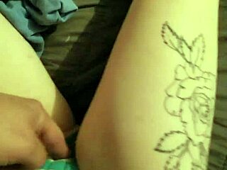 Fingering wet pussy through striped cotton panties tease