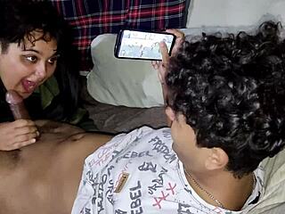 playing free fire with stepsis then accidentally shoving cock down her throat for fat tits face fuck blowjob