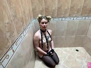 Handcuffed Slut Gags On Cock In Shower Humiliation And Face Fuck Domination!
