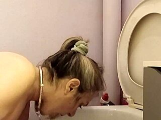 you love watching this french slave lick toilet??