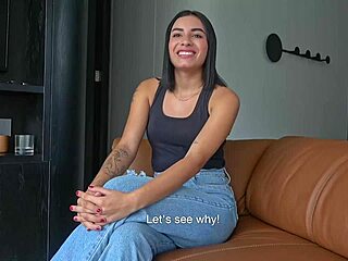 cute petite latina teen deepthroats monster cock sloppy in pov fake casting then rides cowgirl