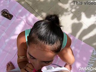hot neighbor blowjob turns into public garage fuck