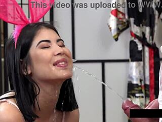 Piss tasting blowjob as Lady Dee gulps from muscular stud