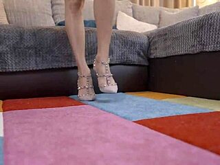 dirty blonde milf foot fucks horny slave toes