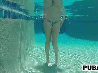 Samantha Rone dives into underwater pool pussy teasing