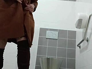 French esclave f kneels bound in public toilets for total submission