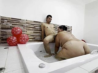 stepmom fucks stepson hard in jacuzzi while hubby is away!!